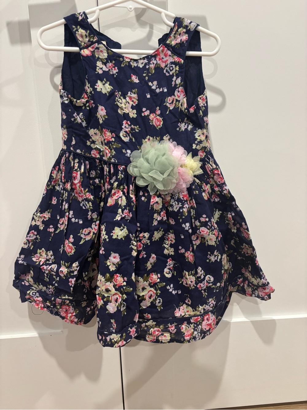 Laura Ashley Navy Floral Dress with Pink and Cream Blooms